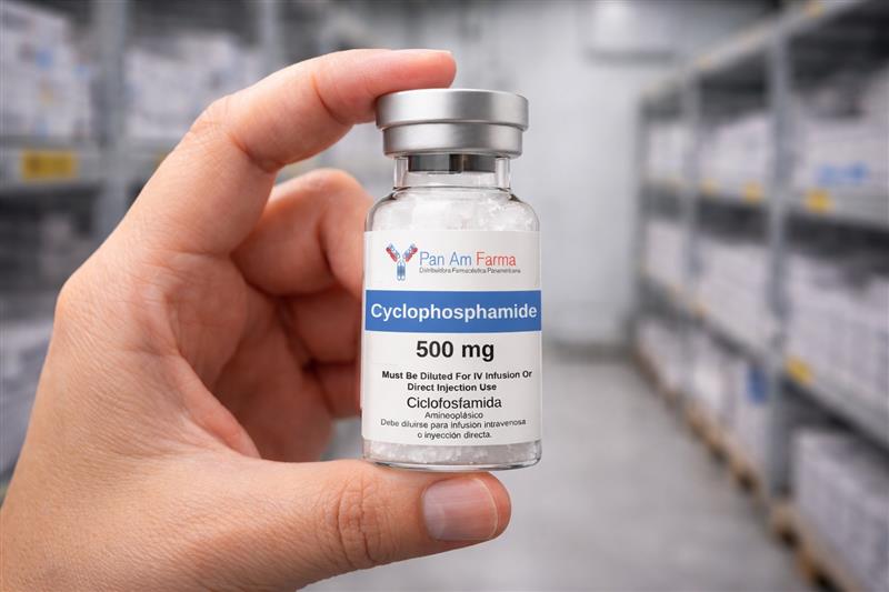 Cyclophosphamide vial held in cold-room environment